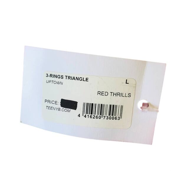 New TeenyB 3 Rings Triangle Bikini Red Thrills Top Rhinestones Women's Size L - Picture 8 of 8